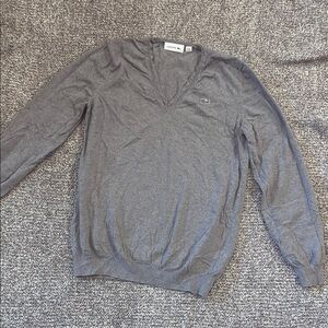 Lacoste Men's Charcoal V-Neck Sweater